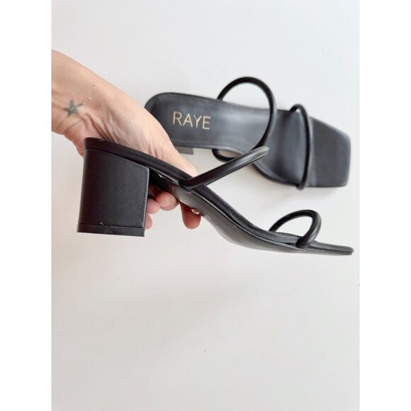 NWOB RAYE Etienne Black Leather Strappy Square Toe Block Heel Sandals, Size 5.5 - Picture 4 of 11